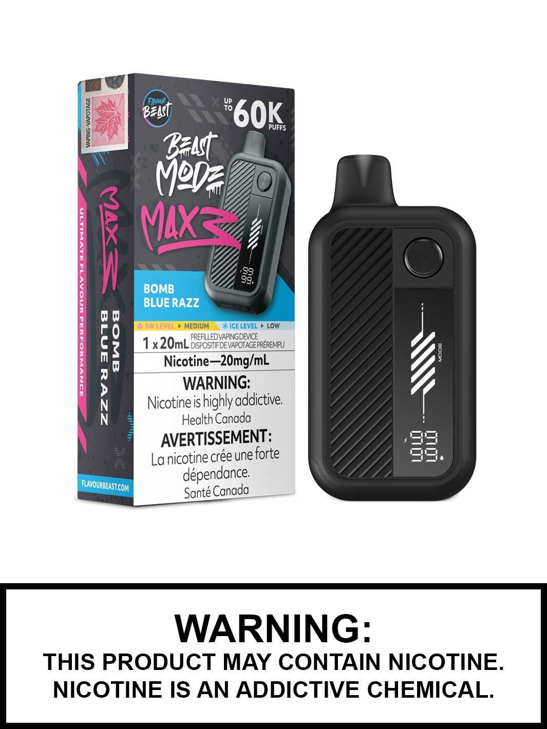 Flavour Beast Beast Mode Max 3 Bomb Blue Razz 60k