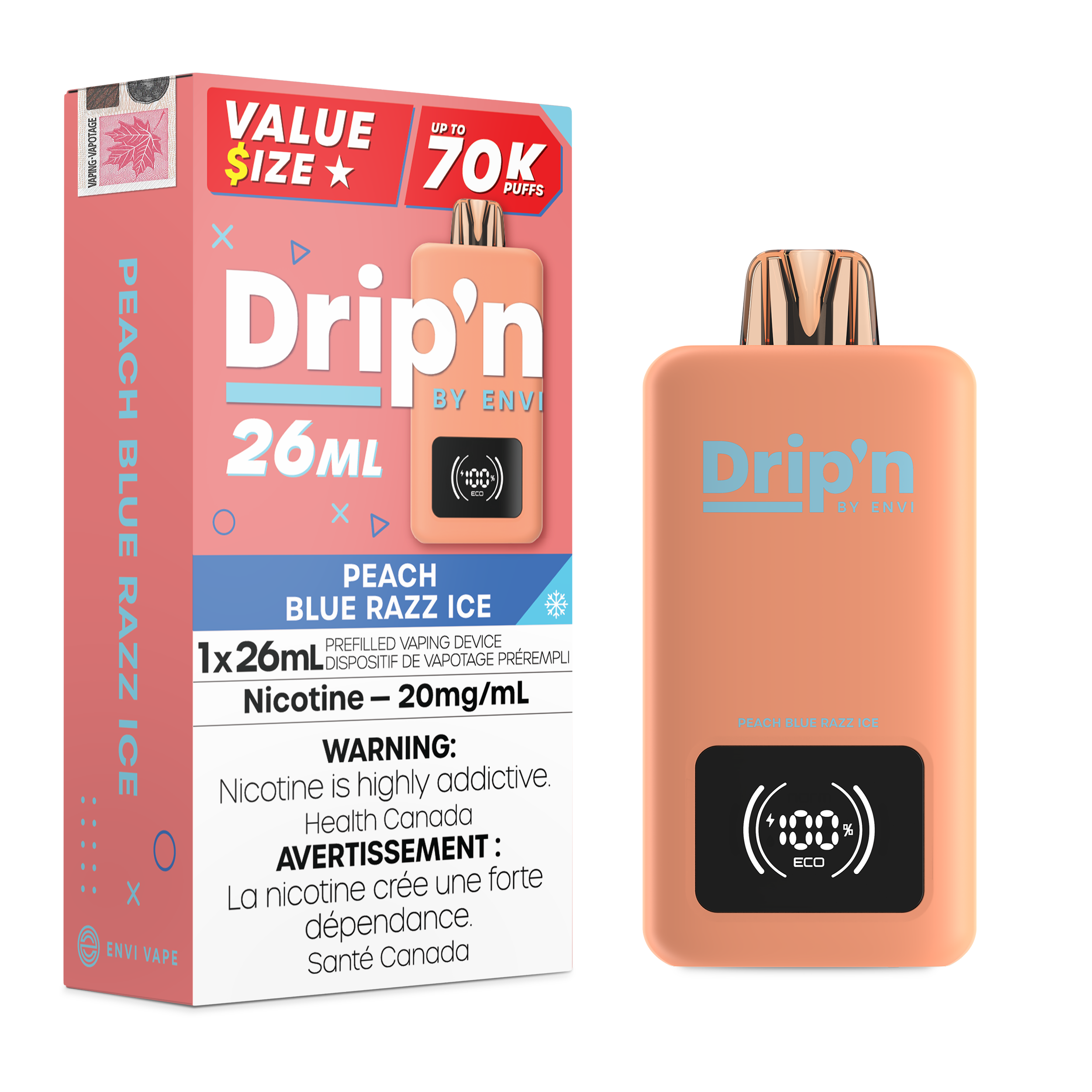 Drip'n 26ml 20mg 70k Peach Bluye Razz Ice