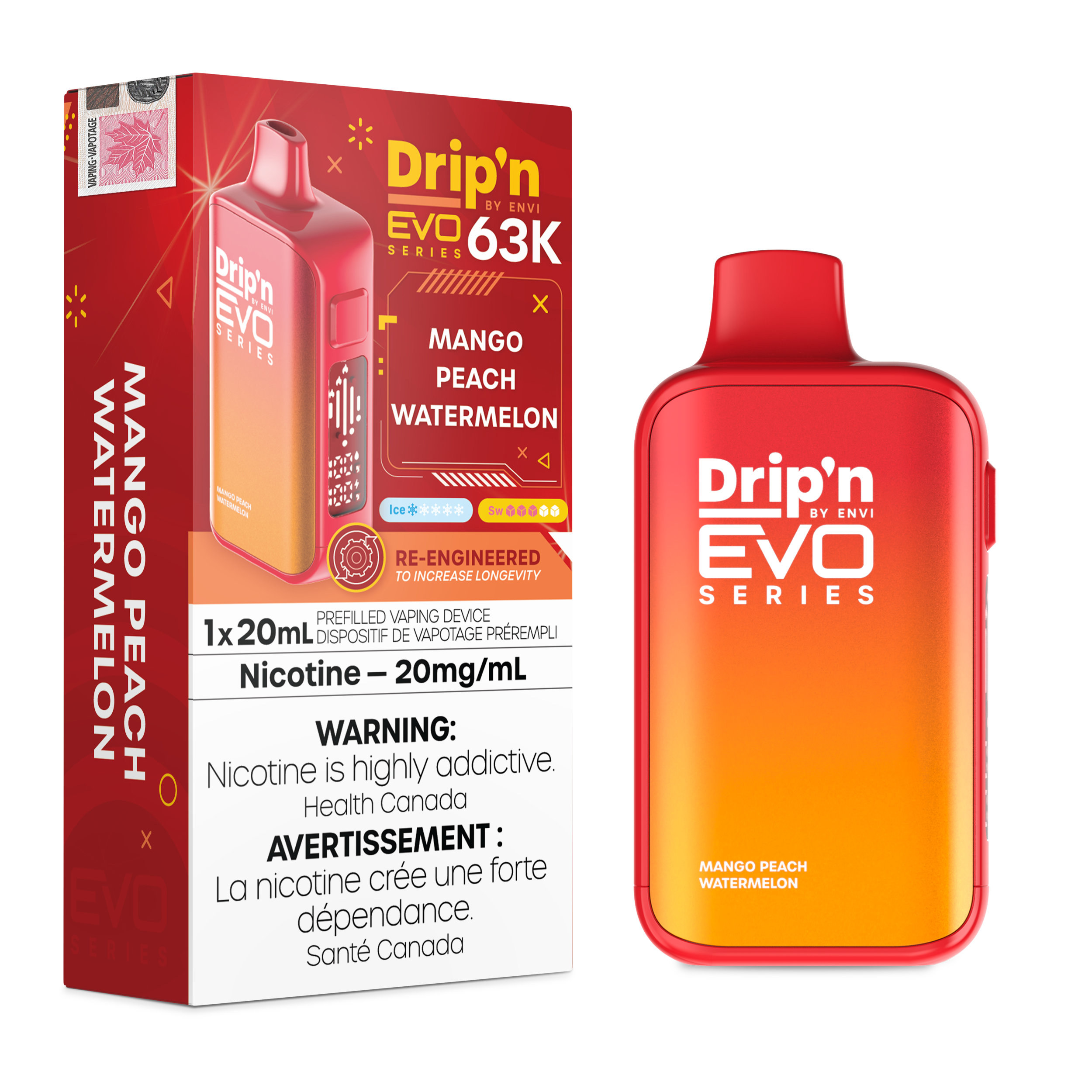 Drip'n Evo 63k Puffs Mango Peach Watermelon