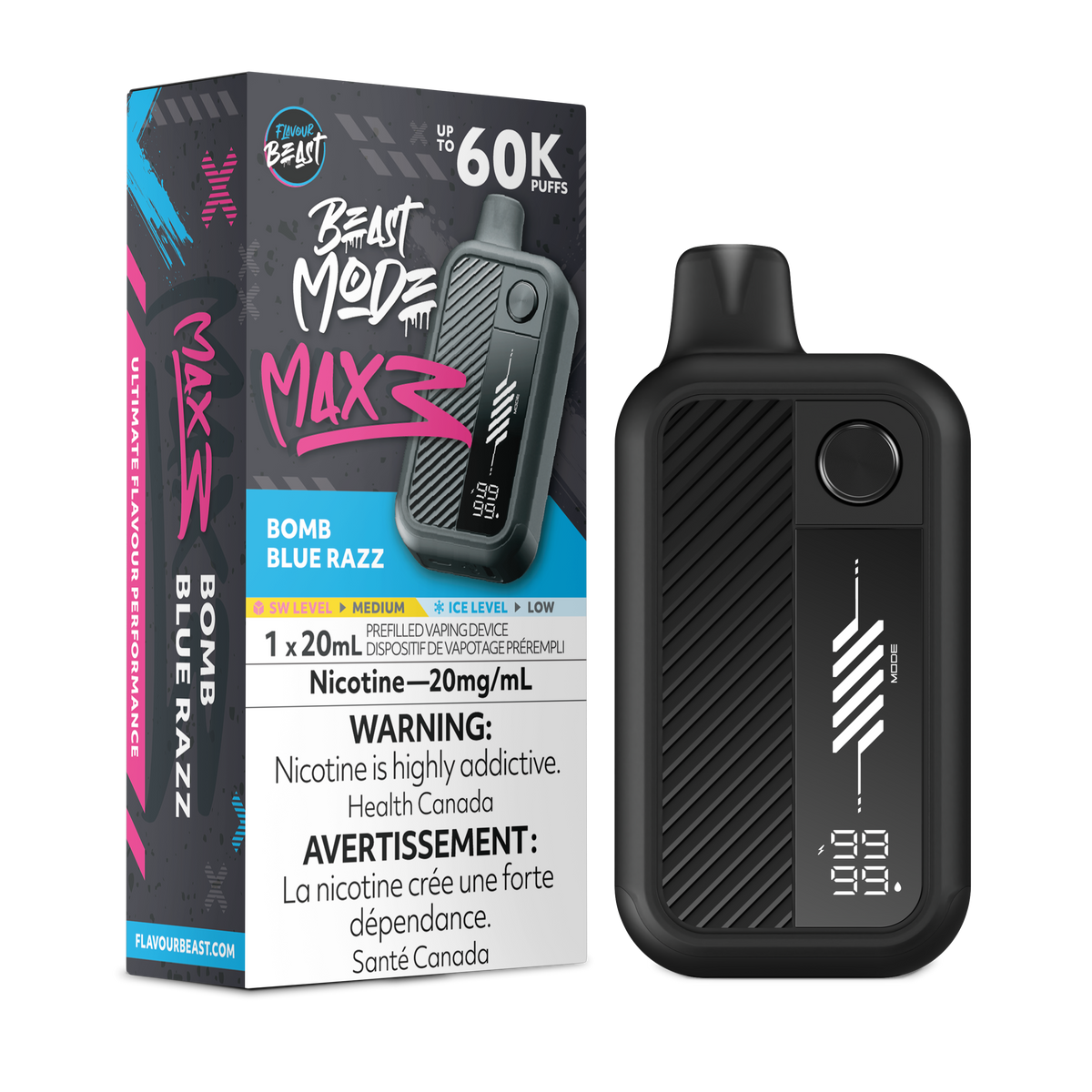 Flavour Beast Beast Mode Max 3 Bomb Blue Razz 60k