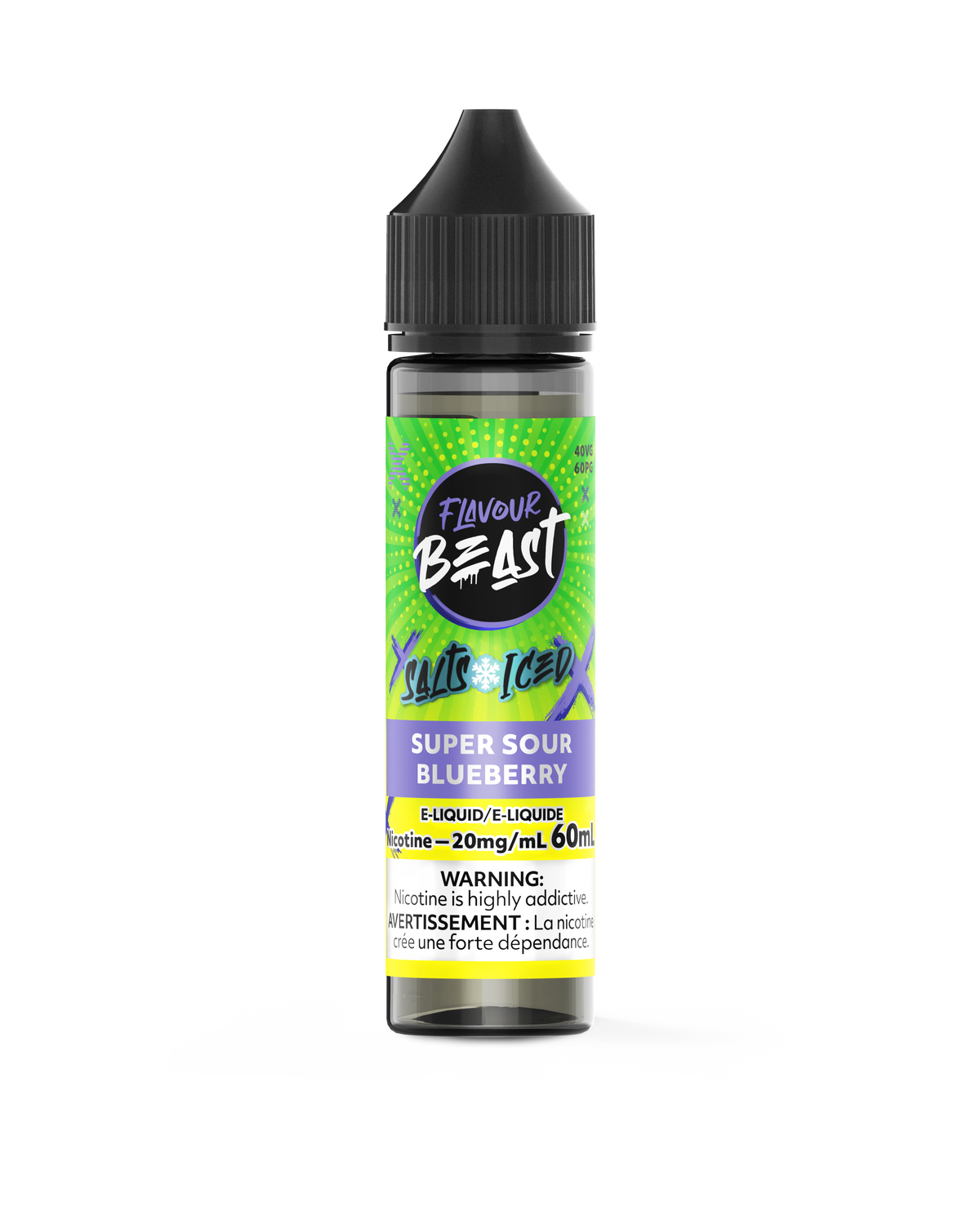 Flavour Beast E-juice 60ml 20mg Super Sour Blueberry Iced