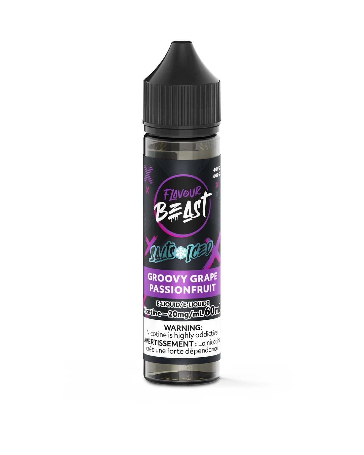 Flavour Beast E-juice 60ml 20mg Groovy Grape Passionfruit Iced