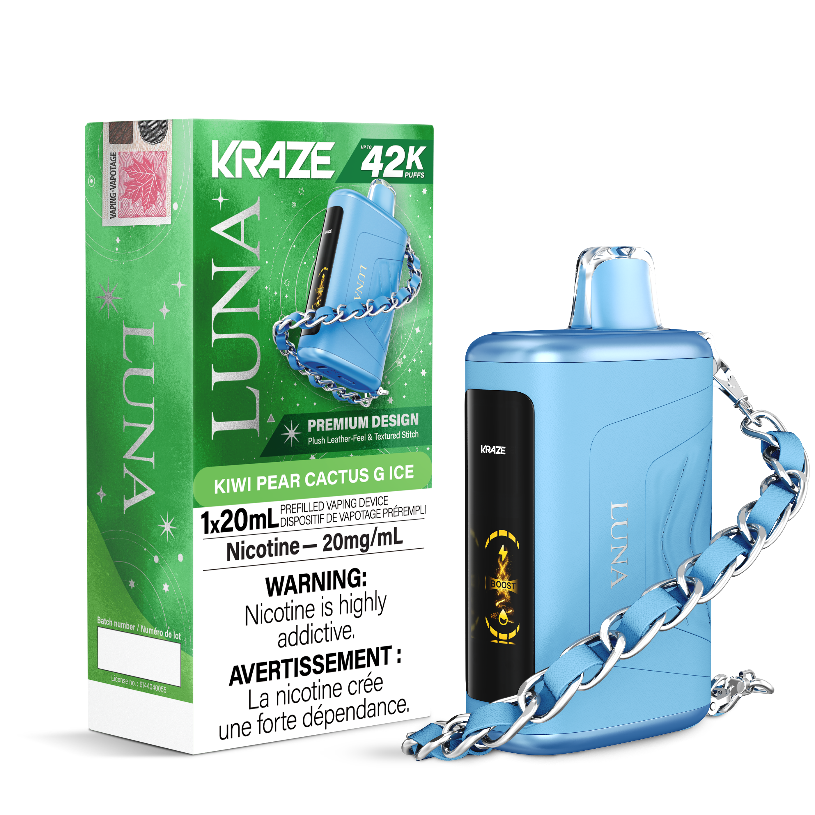 Kraze Luna Dispo 42k Kiwi Pear CCtus G Ice